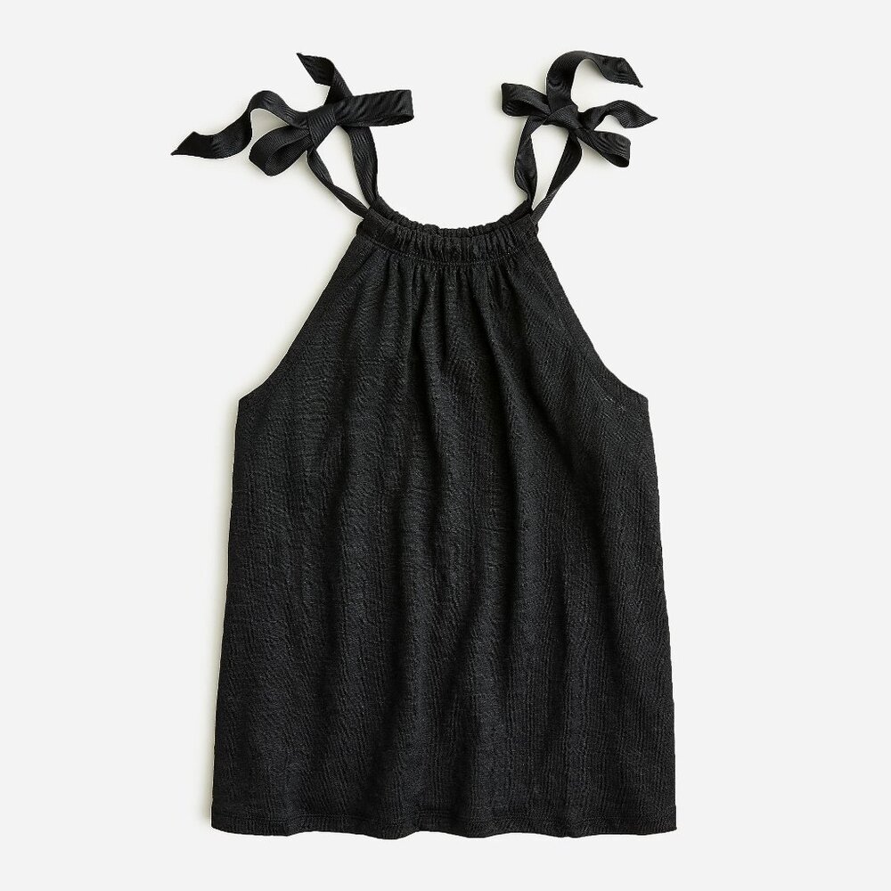 NWT J.Crew Black Linen Tank Top M - Picture 3 of 7